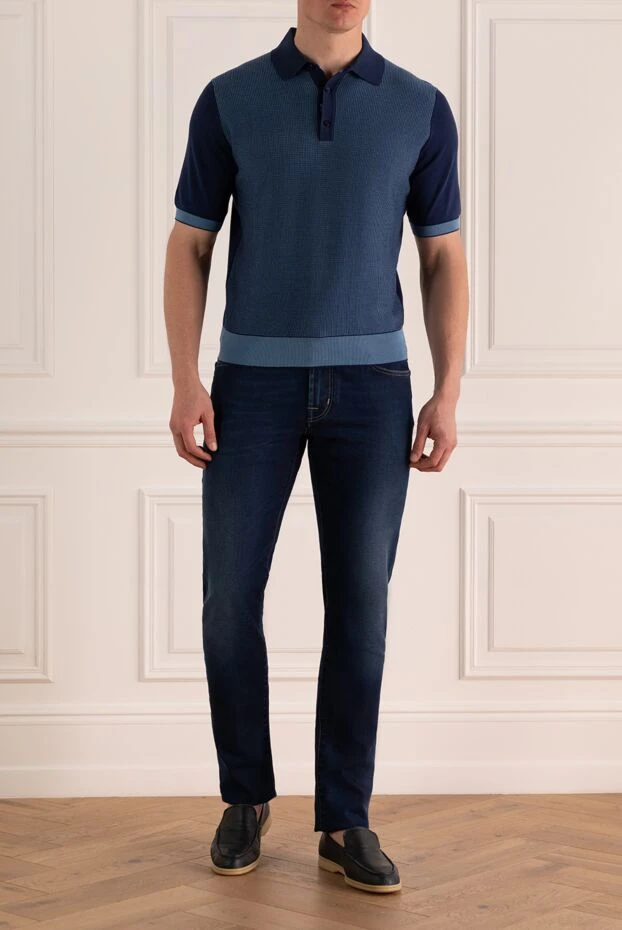 Stefano Ricci поло из шерсти и шелка синее мужское 153181 - фото 2