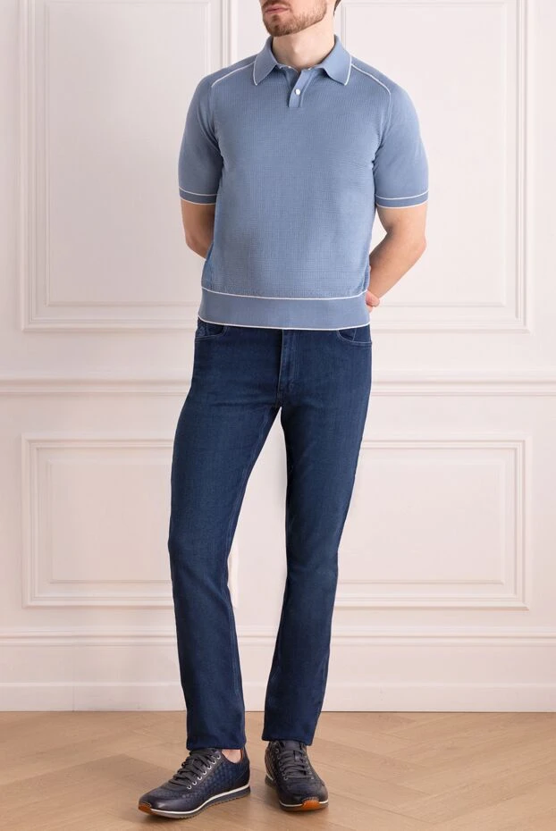 Stefano Ricci поло из шелка голубое мужское 153188 - фото 2