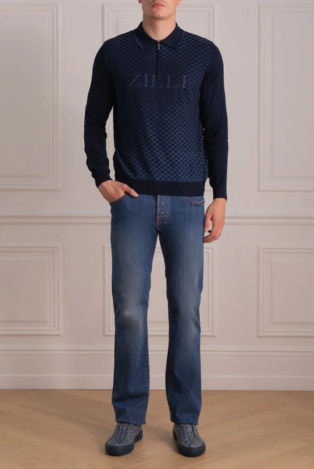 Jacob Cohen мужские джинсы из хлопка и эластомера синие мужские купить с ценами и фото 153249 - фото 2