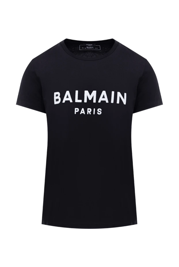 Balmain t-shirt in black with white lettering and straight silhouette 195699 - photo 1