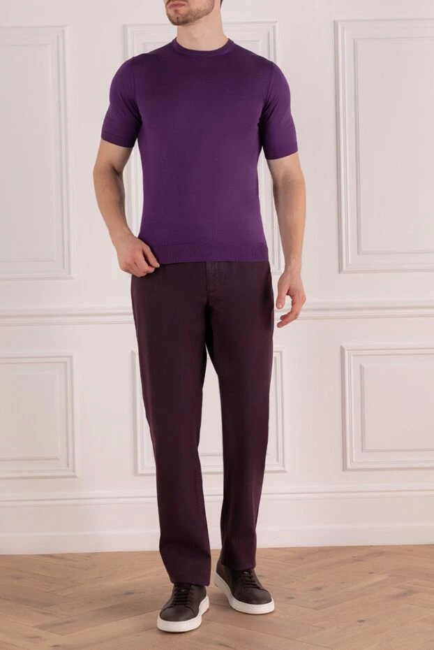 Cesare di Napoli short-sleeved silk jumper in purple for men 197018 - photo 2