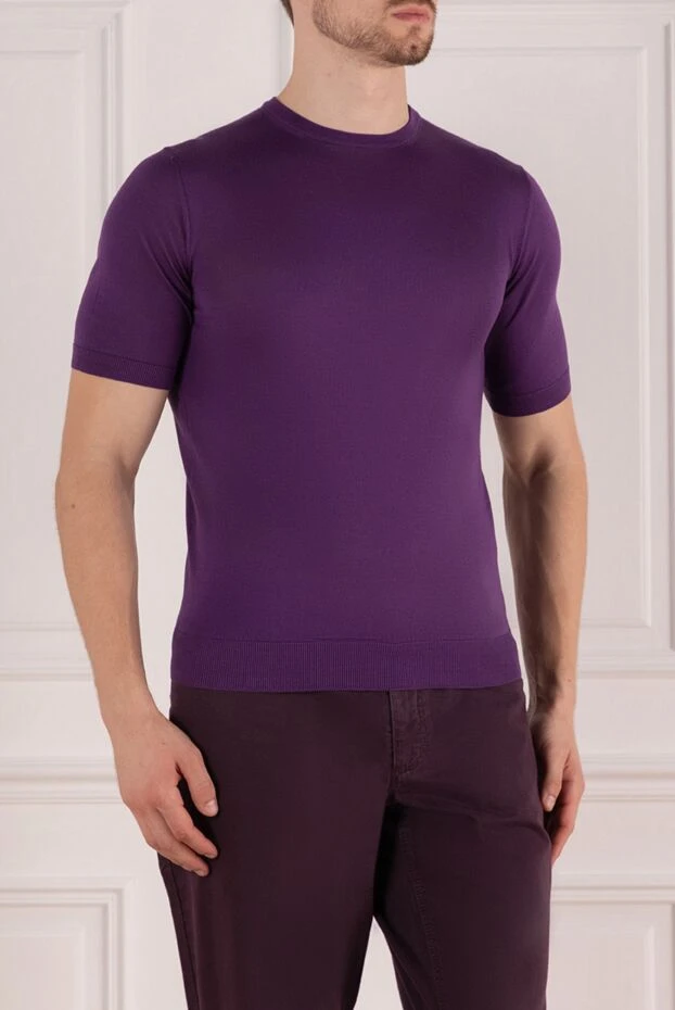 Cesare di Napoli short-sleeved silk jumper in purple for men 197018 - photo 3