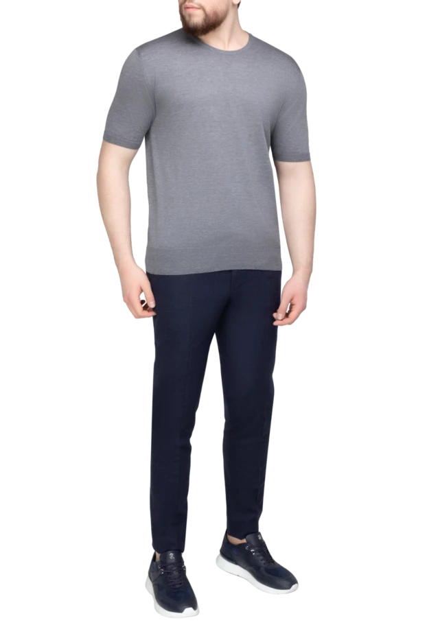 Cesare di Napoli man polo with long sleeves made of wool blue for men 147179 - photo 2