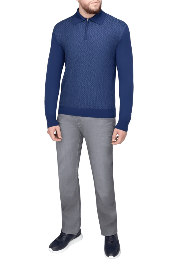 Cesare di Napoli man cardigan for men made of wool blue 154510 - photo 2