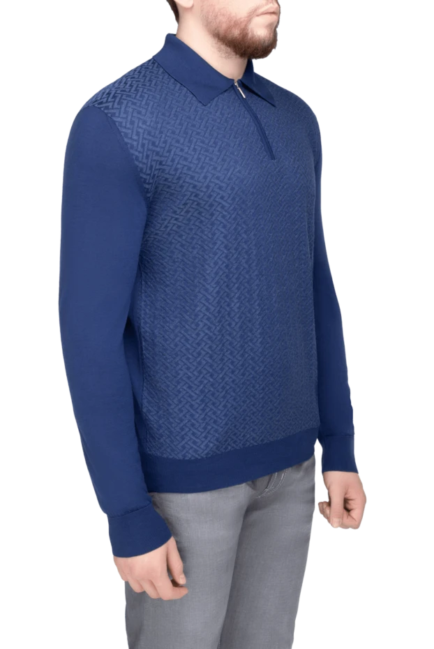 Cesare di Napoli man cardigan for men made of wool blue 154510 - photo 3