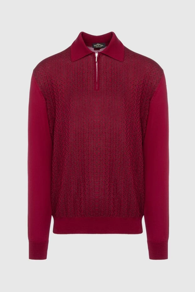Cesare di Napoli man long sleeve polo in silk and cashmere burgundy for men buy with prices and photos 153317 - photo 1
