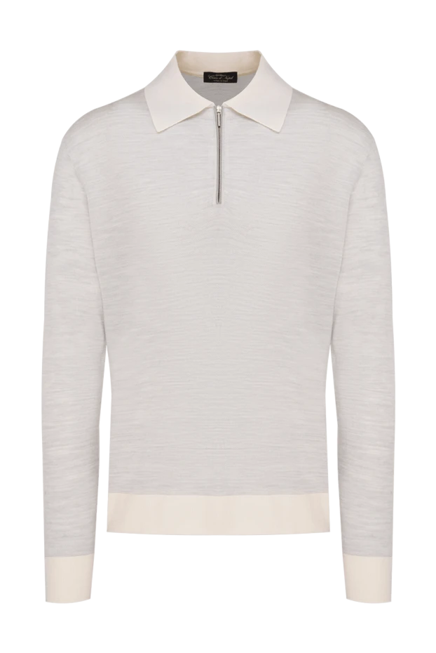 Cesare di Napoli man long sleeve polo in silk and cashmere white for men buy with prices and photos 153323 - photo 1