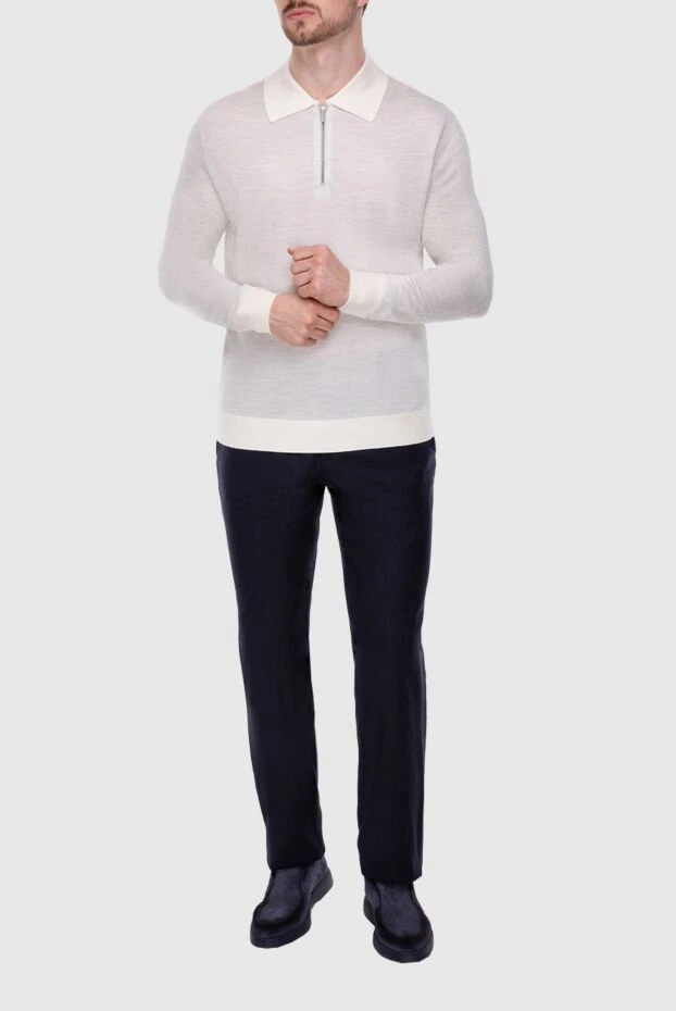 Cesare di Napoli man long sleeve polo in silk and cashmere white for men buy with prices and photos 153323 - photo 2