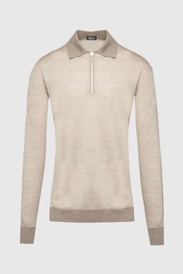 Cesare di Napoli man long sleeve polo in silk and cashmere beige for men buy with prices and photos 153325 - photo 1