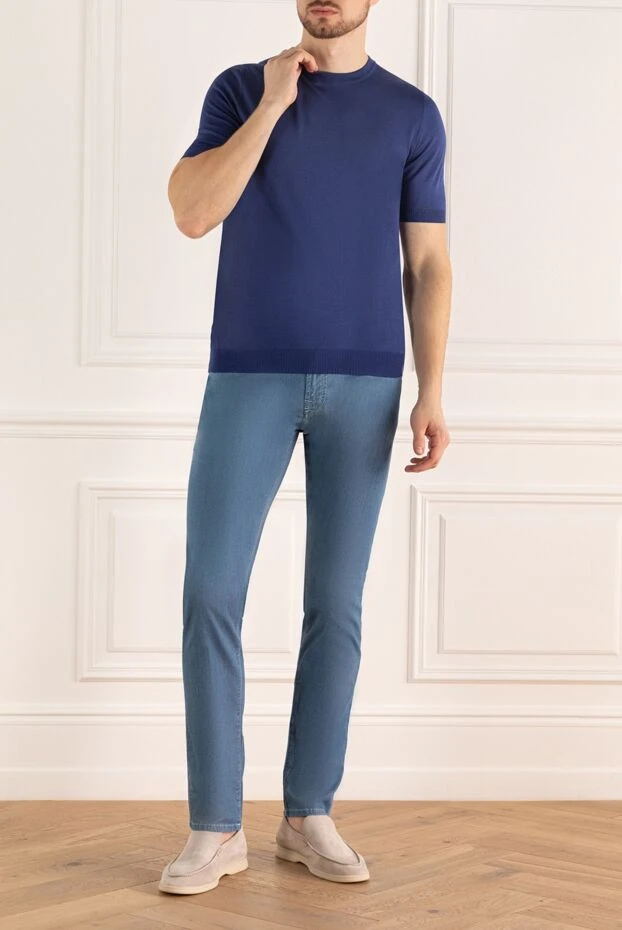 Svevo мужские джемпер с коротким рукавом из шёлка синий мужской купить с ценами и фото 153332 - фото 2