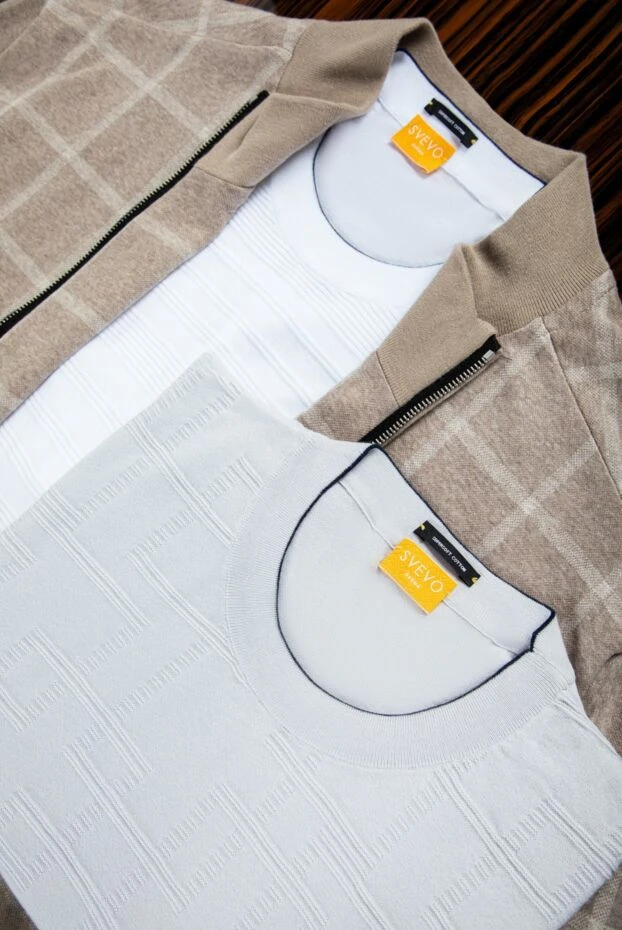 Svevo чоловічий бавовняний джемпер з коротким рукавом та легким рельєфом 153336 - фото 2