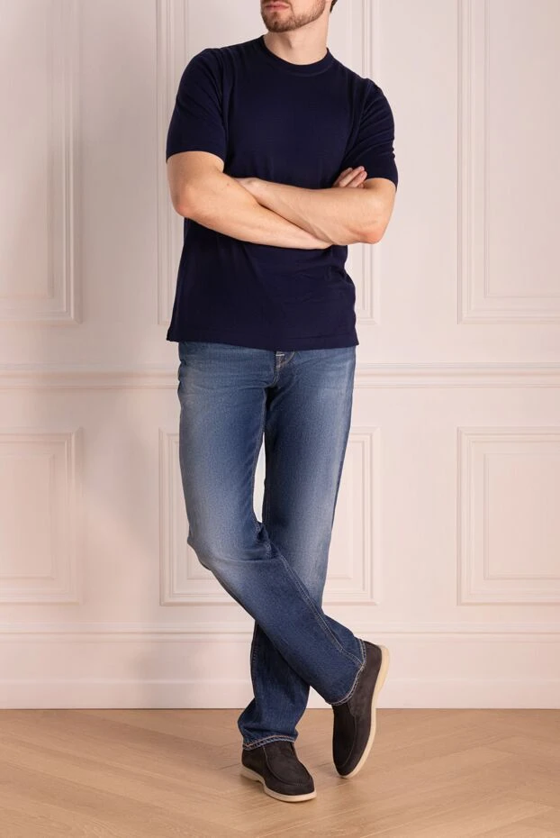 Svevo a laconic cotton jumper in a rich blue color 196551 - photo 2