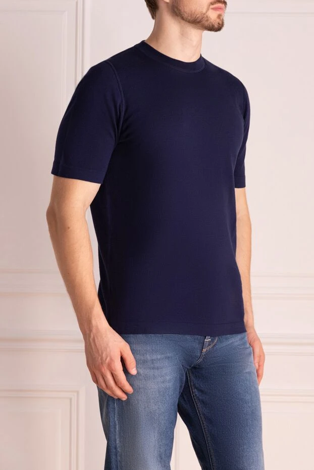Svevo a laconic cotton jumper in a rich blue color 196551 - photo 3