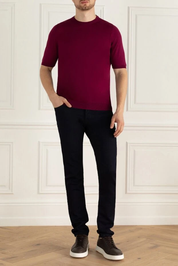 Svevo man cotton short sleeve jumper burgundy for men buy with prices and photos 153344 - photo 2