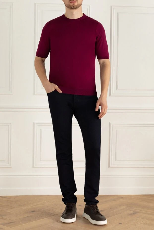 Svevo men's maroon short sleeve soft cotton jumper 195427 - photo 3