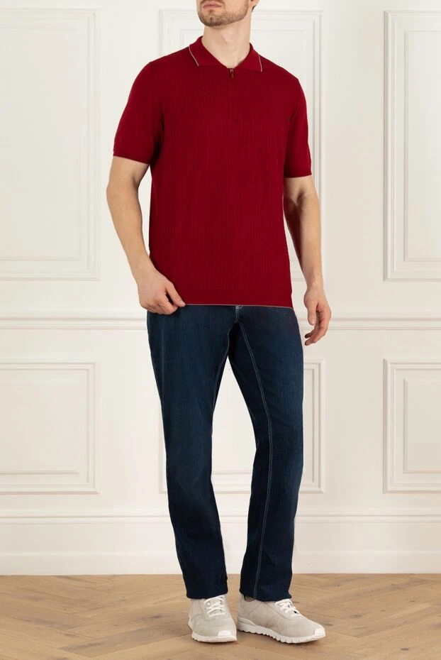 Svevo polo shirt with zip and textured knit in burgundy color 195724 - photo 3