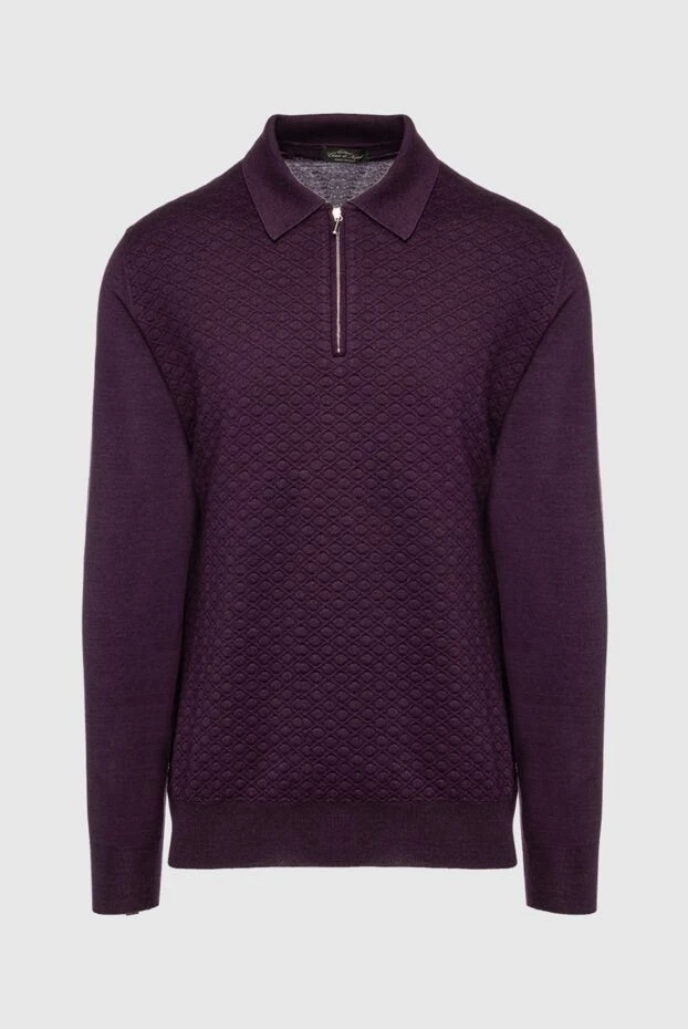 Cesare di Napoli man long sleeve polo in silk and cashmere violet for men buy with prices and photos 153361 - photo 1