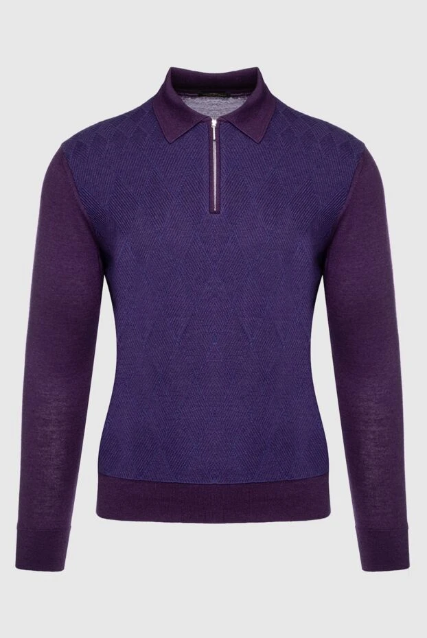 Cesare di Napoli man long sleeve polo in silk and cashmere violet for men buy with prices and photos 153369 - photo 1