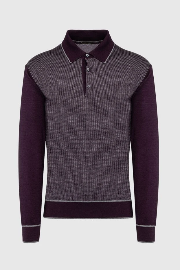 Cesare di Napoli man long sleeve polo in silk and cashmere violet for men buy with prices and photos 153375 - photo 1