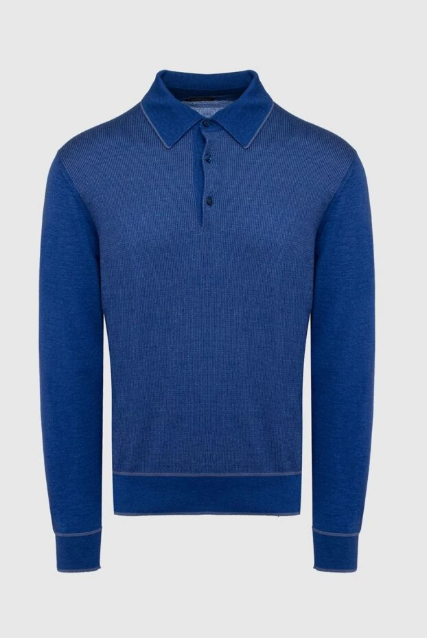 Cesare di Napoli man long sleeve polo in silk and cashmere blue for men buy with prices and photos 153376 - photo 1
