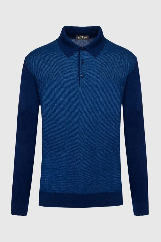 Cesare di Napoli man long sleeve polo in silk and cashmere blue for men buy with prices and photos 153379 - photo 1