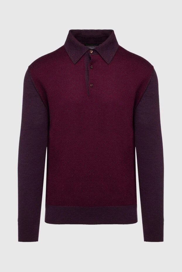 Cesare di Napoli long-sleeved polo from silk and cashmere burgundy for men 153390 - photo 1