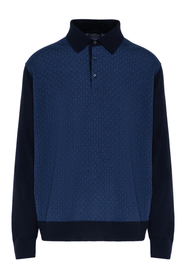 Cesare di Napoli man long sleeve polo in silk and cashmere blue for men buy with prices and photos 153394 - photo 1