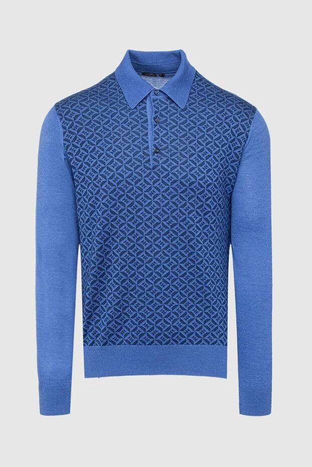 Cesare di Napoli man silk and cashmere long sleeve polo blue for men buy with prices and photos 153396 - photo 1
