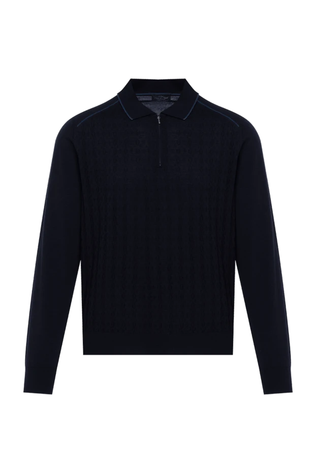 Cesare di Napoli man long sleeve polo in silk and cashmere blue for men buy with prices and photos 153415 - photo 1