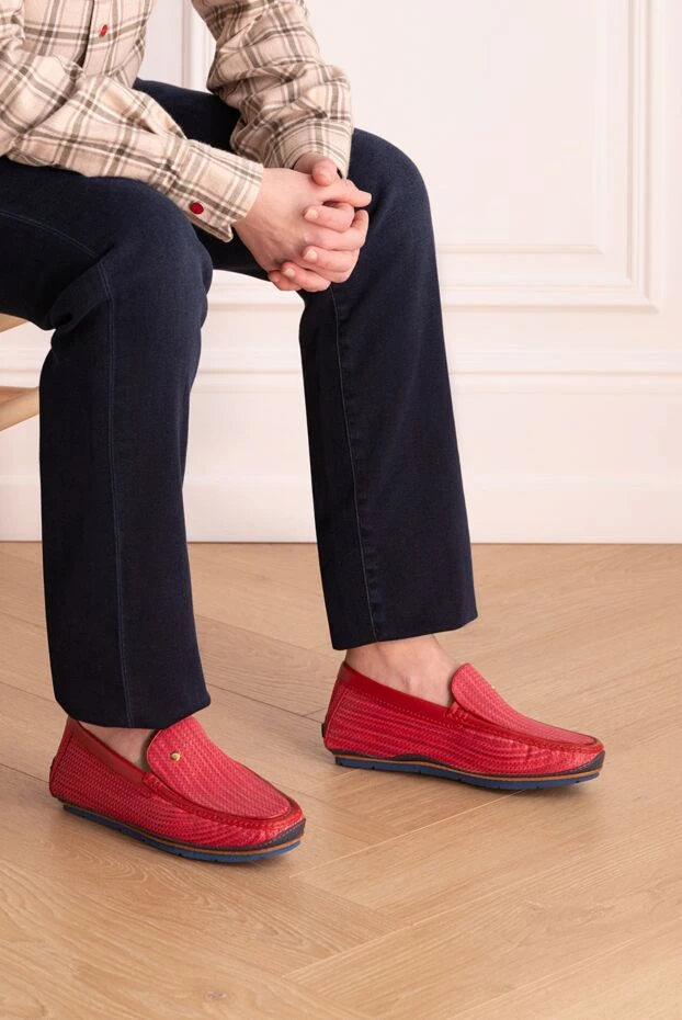 Zilli man men's moccasins made of red leather buy with prices and photos 153446 - photo 2