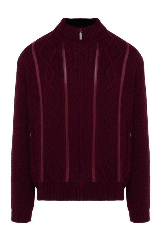 Zilli man men's cardigan made of cashmere, silk and natural fur, burgundy buy with prices and photos 153469 - photo 1