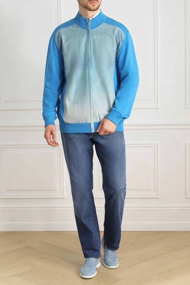 Zilli man men's cardigan made of cotton and silk blue buy with prices and photos 153475 - photo 2