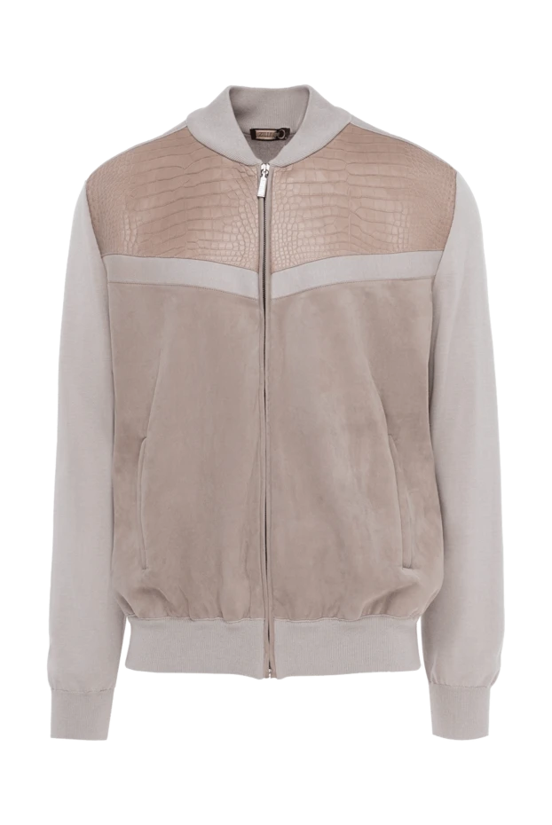 Zilli beige cotton, silk, suede and alligator leather cardigan for men 153487 - photo 1