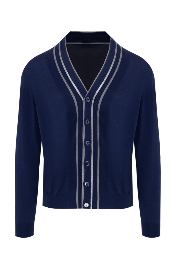 Zilli cardigan for men made of cotton, silk and genuine leather blue 153489 - photo 1