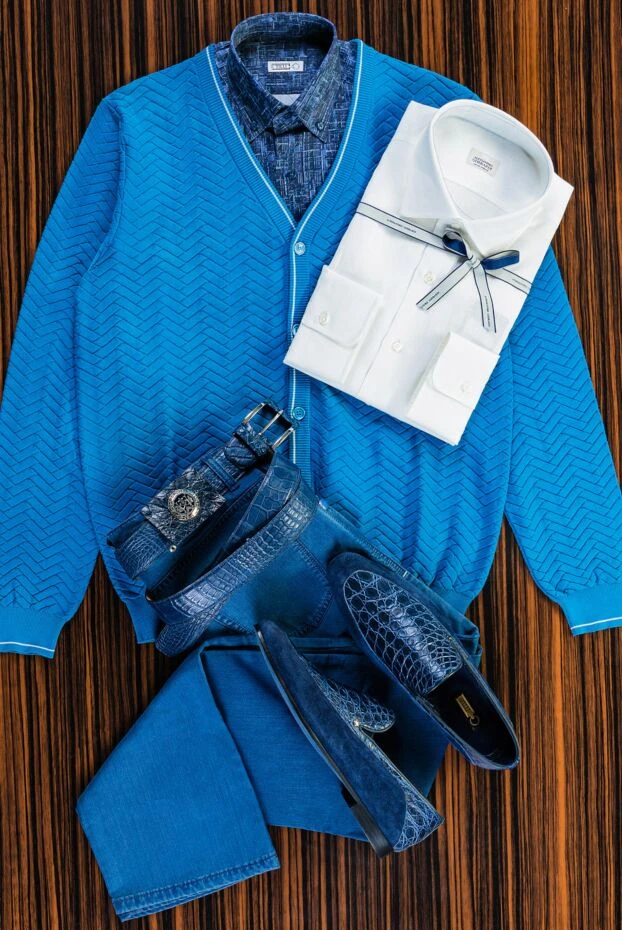 Zilli кардиган мужской из хлопка голубой 153490 - фото 2