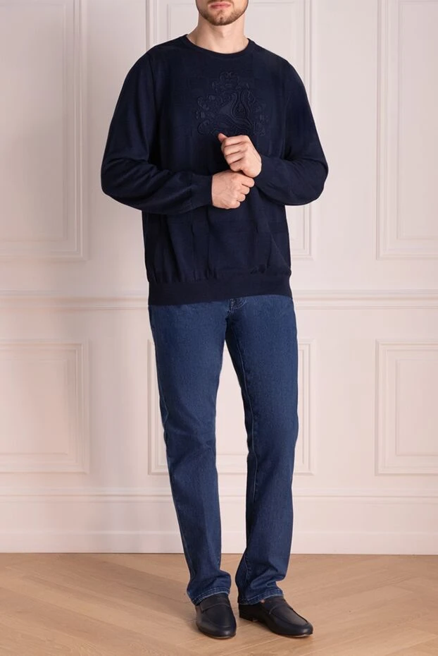 Zilli man silk and cotton jumper blue for men buy with prices and photos 153501 - photo 2