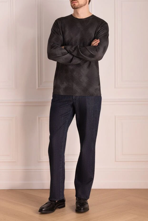 Zilli мужские джемпер из шерсти, шёлка и кашемира серый мужской купить с ценами и фото 153504 - фото 2