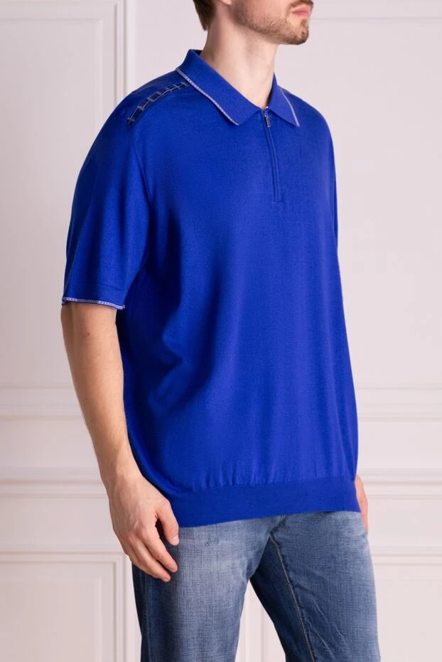 Zilli man cotton and silk polo blue for men 153548 - photo 3