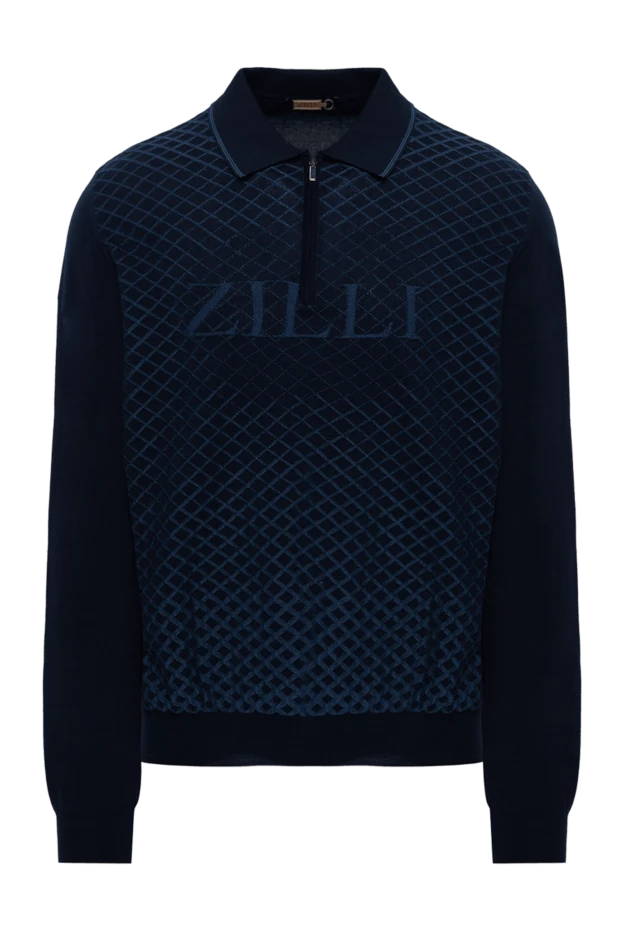 Zilli man silk and wool long sleeve polo blue for men buy with prices and photos 153533 - photo 1