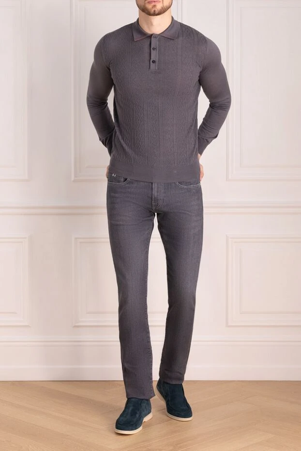 Zilli man long sleeve polo in silk and cashmere gray for men buy with prices and photos 153539 - photo 2