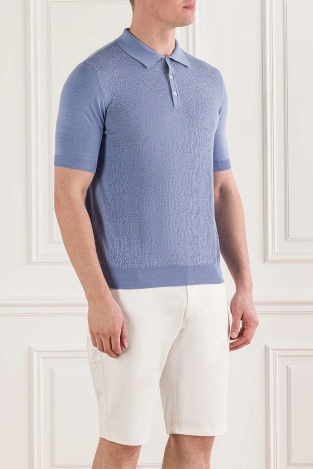 Zilli blue cashmere and silk polo for men 153540 - photo 3