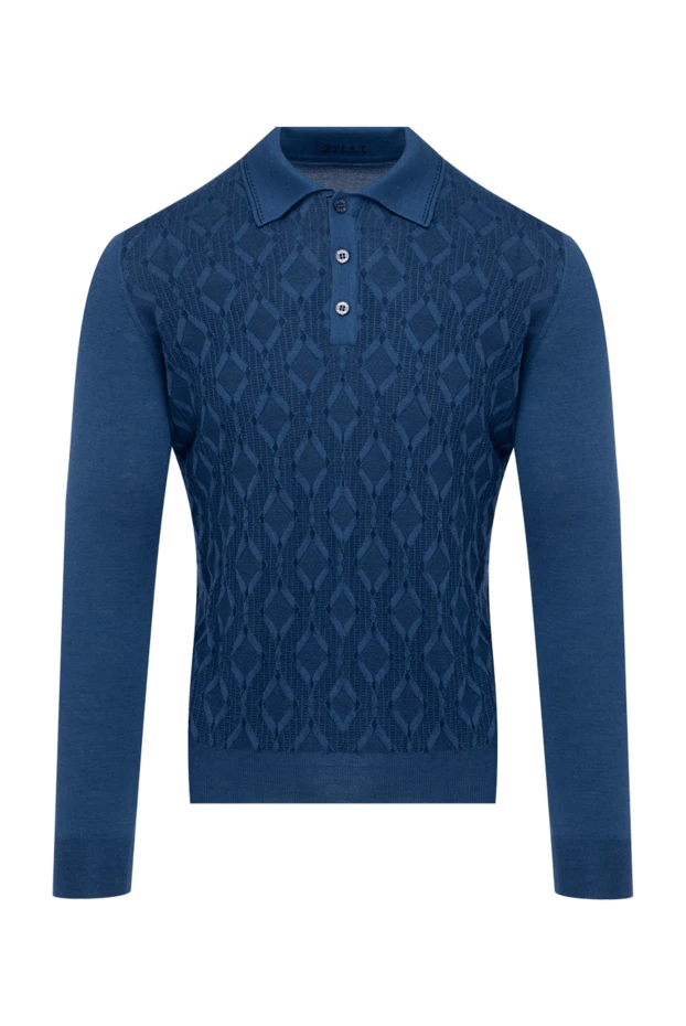 Zilli man long sleeve polo in silk and cashmere blue for men buy with prices and photos 153543 - photo 1