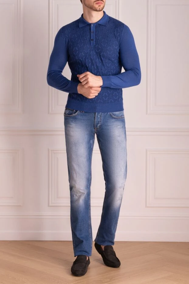Zilli man long sleeve polo in silk and cashmere blue for men buy with prices and photos 153543 - photo 2