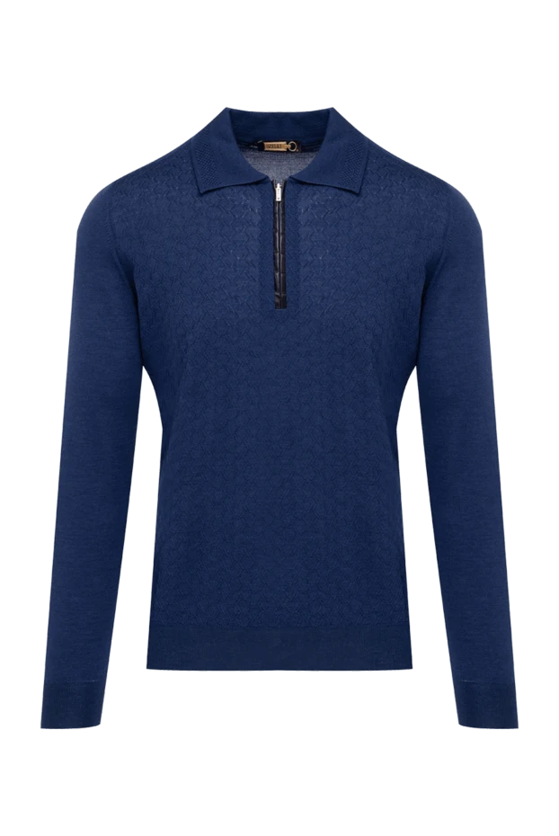Zilli man long sleeve polo in silk and cashmere blue for men buy with prices and photos 153544 - photo 1