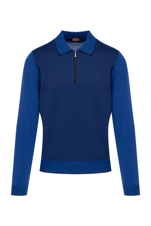 Zilli man long sleeve polo in silk, cashmere and wool blue for men buy with prices and photos 153546 - photo 1