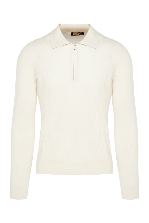 Zilli man long sleeve polo in silk and cashmere white for men 153549 - photo 1