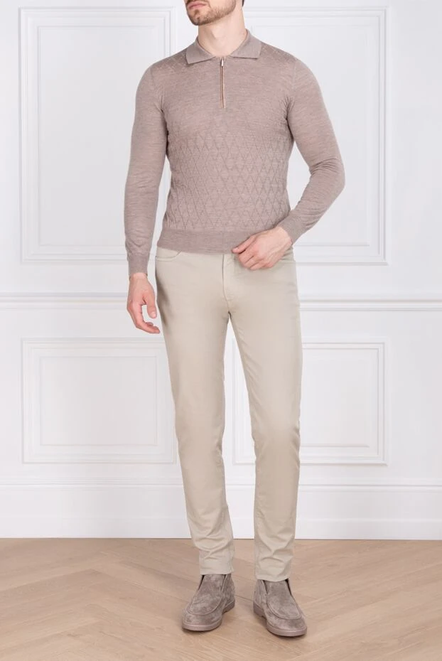Zilli man long sleeve polo in silk and cashmere beige for men buy with prices and photos 153550 - photo 2
