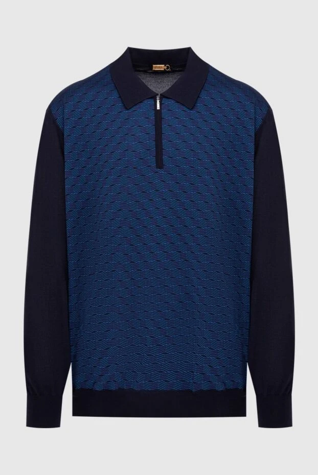 Zilli man long sleeve polo in silk and cashmere blue for men buy with prices and photos 153568 - photo 1