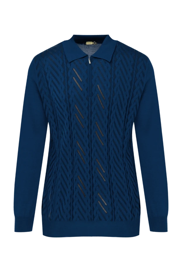 Zilli man long sleeve polo in silk and cashmere blue for men buy with prices and photos 153570 - photo 1