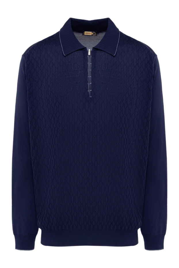 Zilli man long sleeve polo in silk and alligator blue for men buy with prices and photos 153589 - photo 1